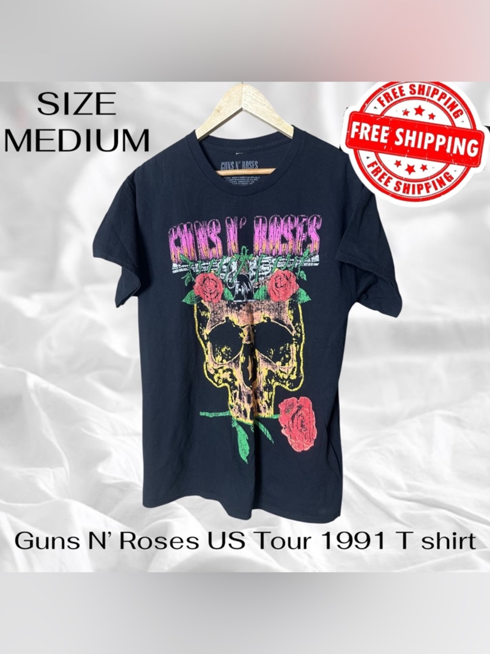 Guns n Roses US Tour 1991 T shirt Size Medium FREE SHIPPING